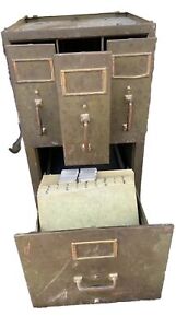Vintage Antique File Cabinet Ledger Card Catalog Industrial Drawer Storage Green