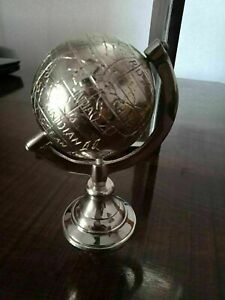 Antique Brass Chrome Globe Nautical World Geographic Mini Globe Desk Decor