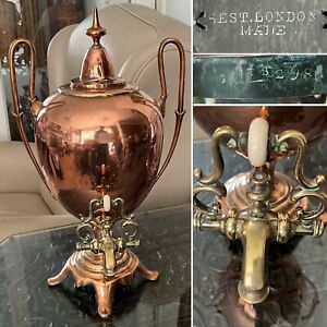 Rare 19 Georgian Samovar C1820 Best London Made Copper Brass Bronze Base 17 