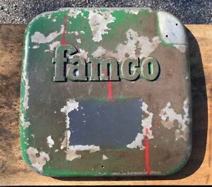 Antique Vintage Embossed Cast Famco Industrial Machine Part Sign Racine Wi