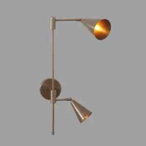 Double Cone Shade Brass Articulated Sputnik Wall Lamp Beside Wall Lamp