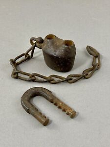 Vintage Antique Scandinavian Style Cast Iron Prison Style Lock No Key