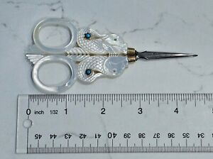 Antique Palais Royal Mother Of Pearl Scissors French C1820 Dolphins Turquoise
