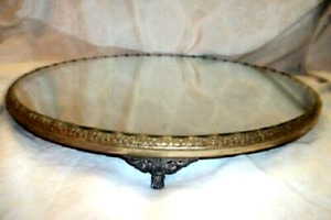 Art Nouveau Vanity Mirror Plateau Ornate Silver Plated Beveled Glass Large
