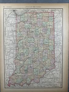 1893 Indiana Map Color Counties Historical Points 14 X 10 5 