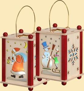 Lantern Santa Claus Snowman Hxwxd 5 1 2x3 1 2in New Wooden Lantern Lights Ad