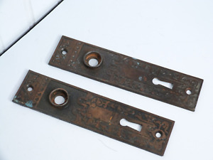 Two Antique Door Cover Plates Cast Iron Escutcheon Keyhole Plate 7 X 1 5 8 