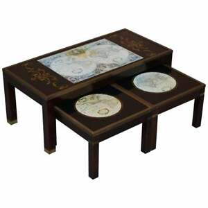Stunning Coffee Side Table Nest Of Tables Military Campaign With World Maps