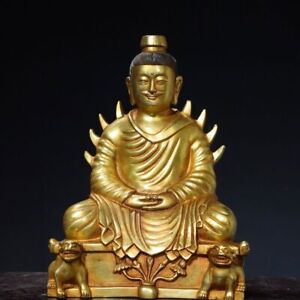 10 China Old Antique Tibetan Buddhism Temple Bronze Gilt Buddha Statue