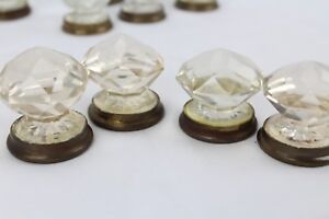 1 Glass Small Round Crystal Clear Pull Knob Brass Base 1 5 Diameter