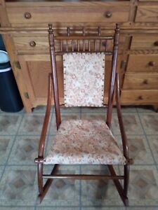 Antique Bentwood Rocker W Tapestry Fabric
