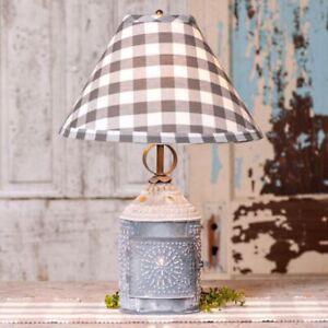 Paul Revere Lamp With Gray Shade In Distressed Weathered Zinc