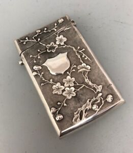 Antique Chinese Solid Silver Card Case Aelzx