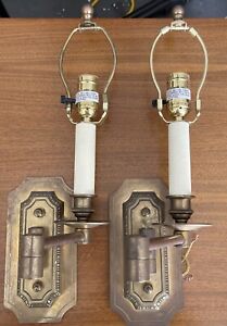 Pair Brass Wall Sconces With Articulating Arms Electric