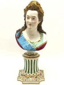 Antique Porcelain Bust Russian Empress Catherine A G Popov Manuf 1810 1860