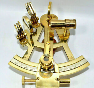 4 Inch Solid Brass Sextant With Wooden Box Nautical Decor Gift For Men Women