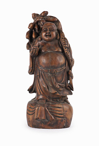 Vintage Celestial Buddha Sculpture Chinese Wooden Statue Wood Buddhism Religious