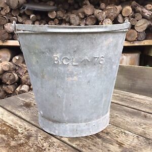Old Vintage 10 5 Military Bcl 76 Galvanised Metal Bucket Planter Watertight