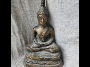 Vintage Thai Bronze Seated Buddha Statue 11 