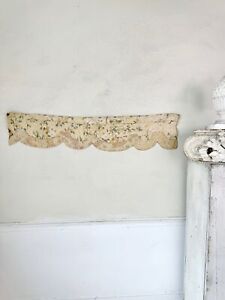 26 Inches Wide 18th Century Silk Chine Damask Small Scallop Valance Vintage Fre