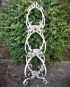 Scrolling Wrought Iron 3 Tier Plant Stand 46 Garden Patio Wedding Atg Vtg