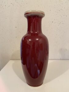 Vintage Oxblood Red Sang De Boeuf Mantel Flower Vase 10 Inch Jingdezhen