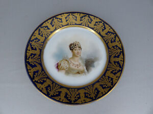Antique Sevres Imperial Josephine Handpainted Signed Gilt Cobalt Porcelain Plate
