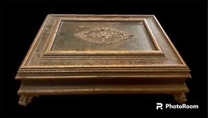 Antique Beveled Wood Gothic Writer S Letter Jewelry Box Claw Feet Clawfoot