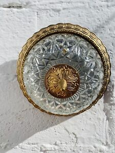 10 5 X 8 Antique Flush Mount Ceiling Light Bronze Gilt Crystal Colonial