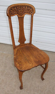 Antique Quarter Sawn Oak Ladies Desk Accent Chair Claw Feet Formed Seat W Press