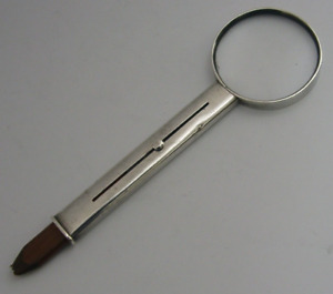 Rare S Mordan English Sterling Silver Propelling Pencil Magnifying Glass C1920