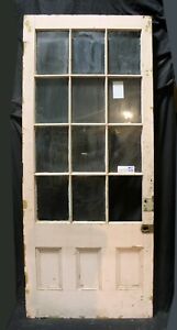 37 X90 X1 75 Antique Vintage Exterior Wood Wooden French Entry Door Window Glass