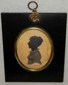 Dated 1817 Georgian Silhouette Lady Portrait Miniature Frame Labeled J Garbanati