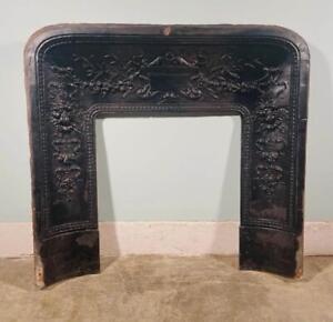 Antique French Cast Iron Fireplace Insert Surround Decoration With Flowers