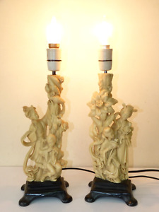 A Santini Pair Of Oriental Style Table Lamp Vintage Ornament Signed