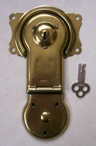 Vintage Excelsior Steamer Trunk Chest Lock Key Brass Steel Nos Hardware