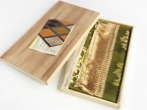 Vtg Woven Japanese Table Runner In Its Original Kiri Paulownia Wood Box