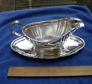 Good Gorham Sterling Chippendale Pattern Gravy Boat Underplate Dated 1955