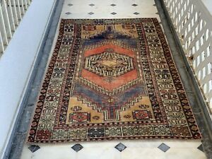 Vintage Oushak Farmhouse Rug Handknotted Turkish Anatolian Wool Area Carpet 3x6