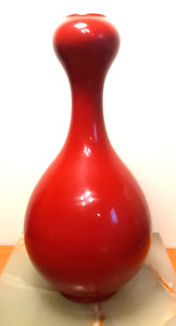Vintage Chinese Oxblood Glazed Garlic Head Form Vase 10 Tall