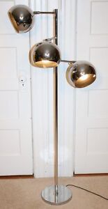 Vintage Koch Lowy Tall Modern 3 Ball Floor Lamp Chrome Orb Omi Light