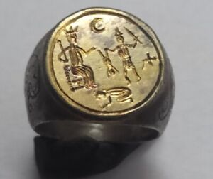 Late Medieval Silver Gilded Ring Depicting King Solomon S Judgement 1500 1600 Ad