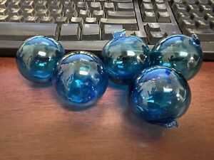 5 Pcs Light Blue Decorative Reproduction Glass Float Fishing Buoy Ball 2 