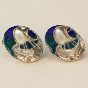 Liberty And Co Birmingham Sterling Silver And Turquoise Sailboat Cufflinks