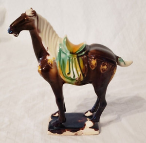 Beautiful Vintage Chinese Tang Dynasty Majolica Sancai Drip Glaze War Horse 1950