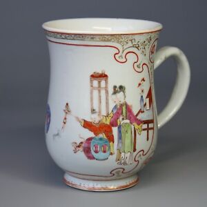 Antique Chinese Export Porcelain Mug 18th C H 6 In