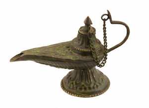Lamp Aladdin Wireless Genie In Oil 5 1 2in Tale Of F E Copper Antique 4573