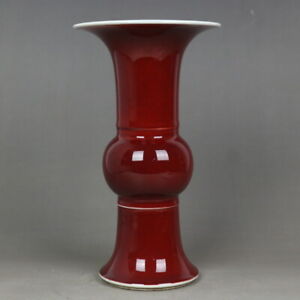 10 4 Chinese Old Porcelain Ox Blood Red Glaze Vase Yonzheng Mark