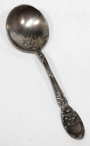 Alvin Patent Silver Plate Rose Pattern Patina 6 Small Sugar Serving Spoon 