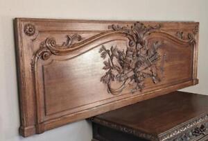Hand Carved French Antique Louis Xvi Style Panel Queen Or King Bed Headboard 